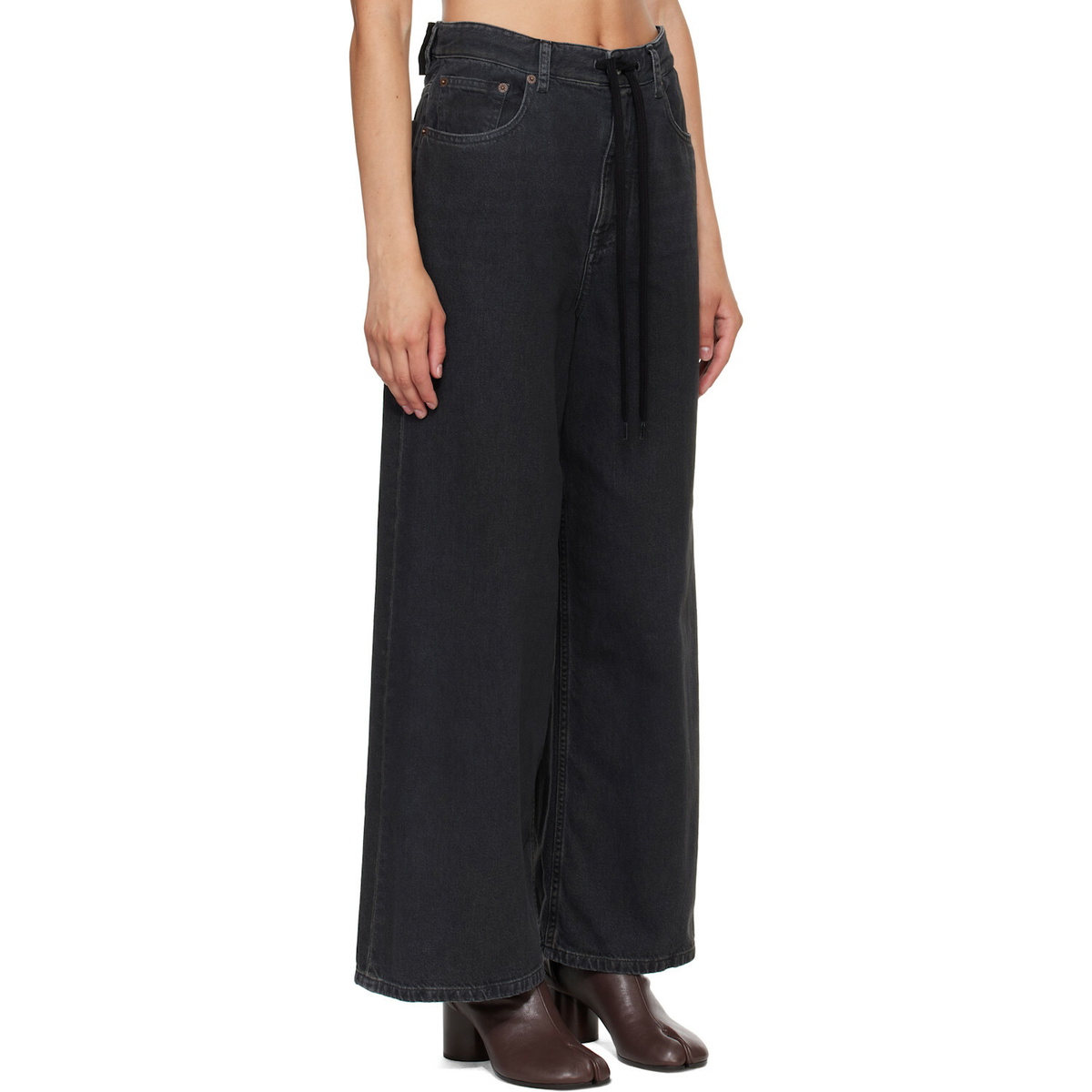 MM6 Maison Margiela Black Drawstring Jeans