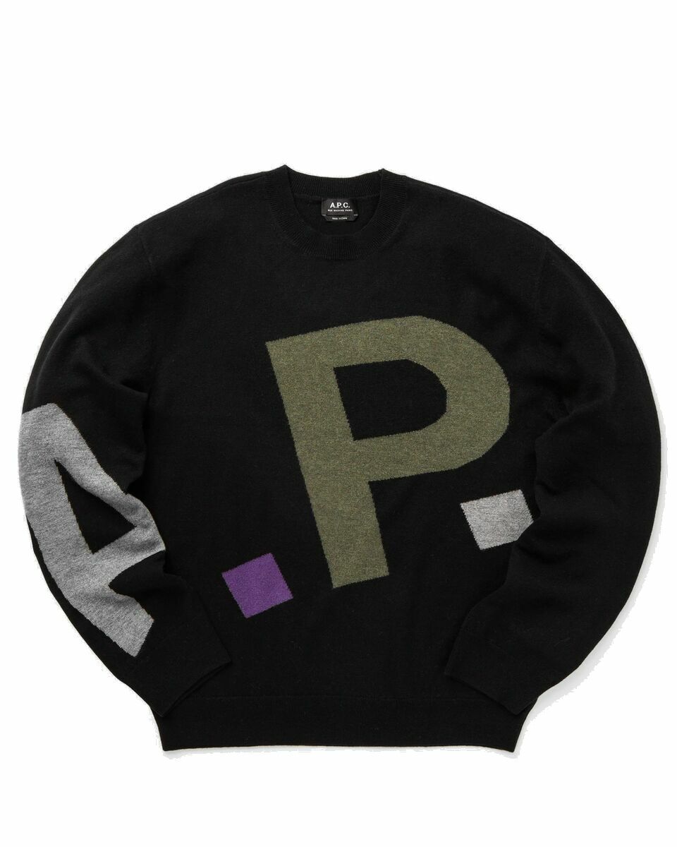 Photo: A.P.C. Pull Logo All Over H Black - Mens - Pullovers