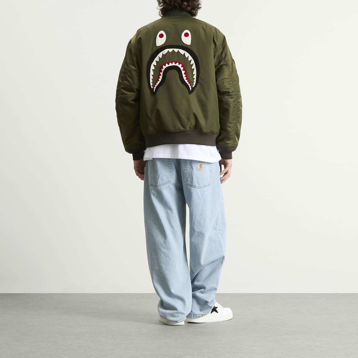 A Bathing Ape Men's Shark MA-1 Jacket in Olive Drab