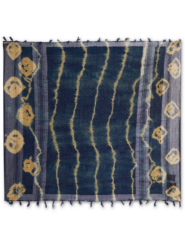Photo: NICHOLAS DALEY - Fringed Tie-Dyed Cotton Scarf - Blue