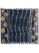 NICHOLAS DALEY - Fringed Tie-Dyed Cotton Scarf - Blue