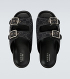 Gucci GG leather-trimmed canvas slides