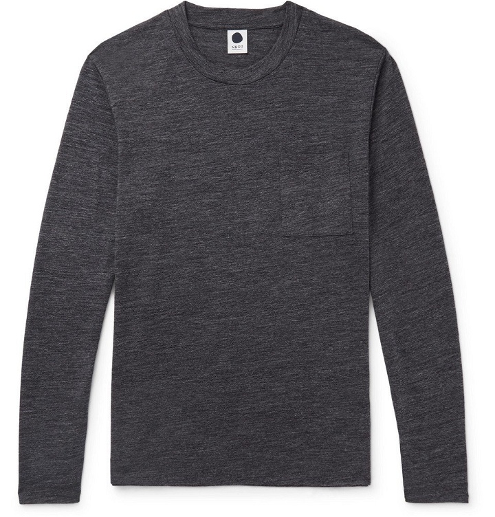Photo: NN07 - Mélange Wool-Blend Jersey T-Shirt - Gray