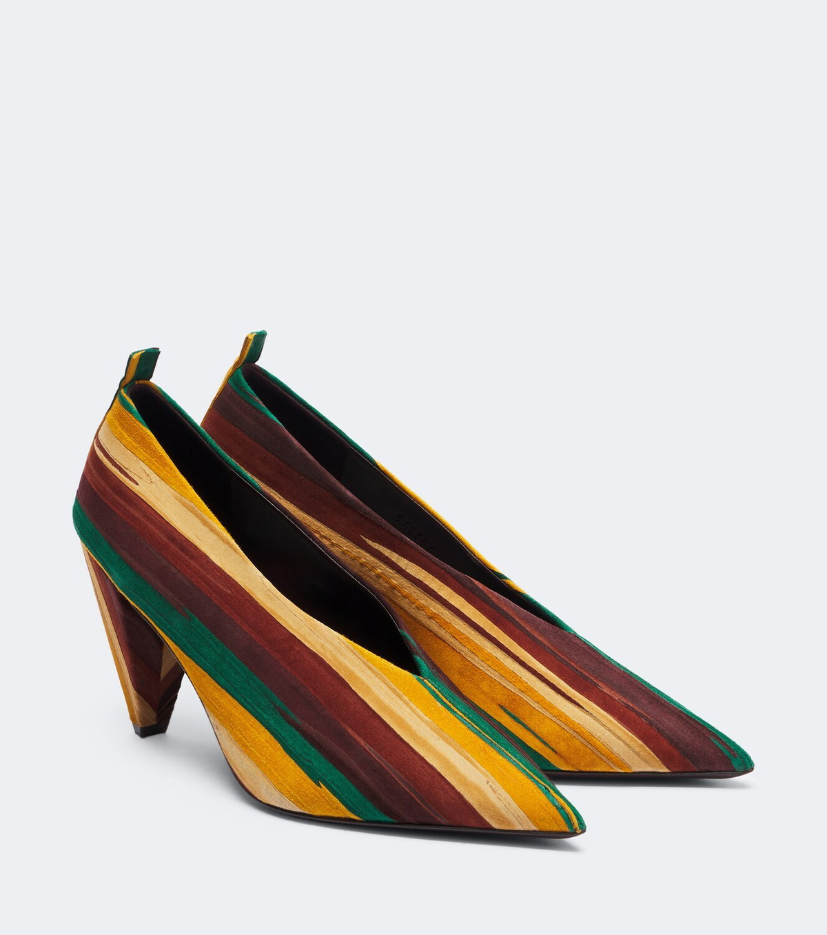 Loewe Origami Cubic striped leather pumps