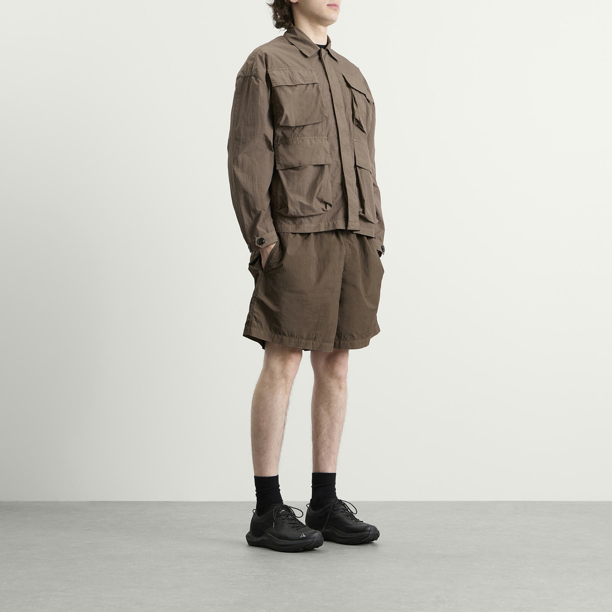 MKI Men's Garment Dye Wide Leg Shorts in Deep Khaki