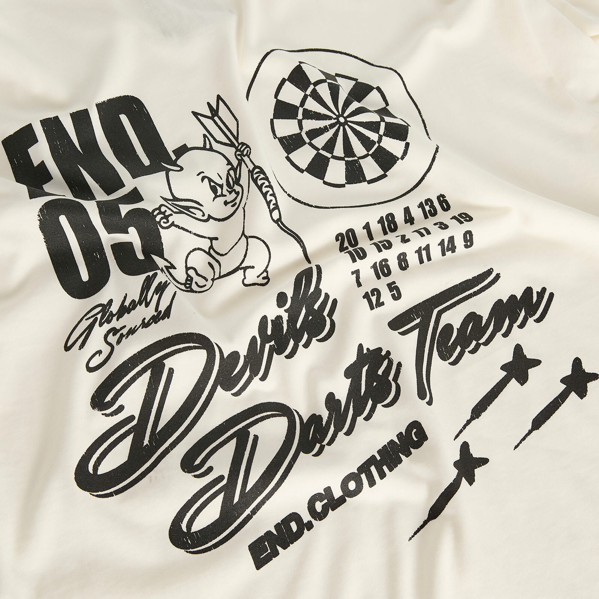 END. Devils Darts Team T-Shirt in Ecru