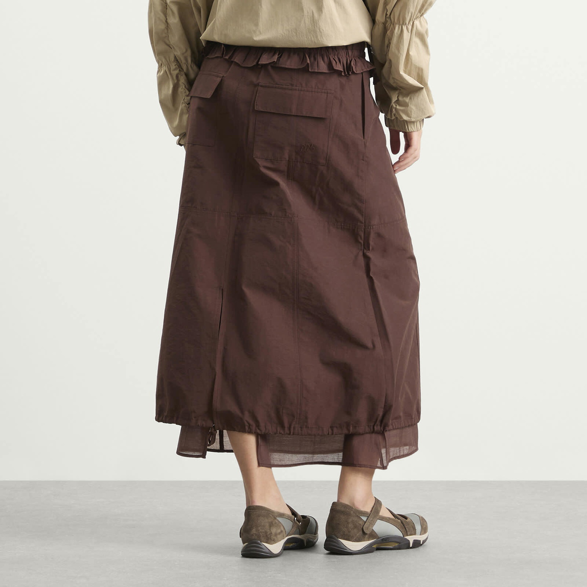 Damson Madder Women's Amber Panel Midi Skirt in Choc