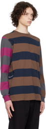 Pop Trading Company Brown Striped Long Sleeve T-Shirt