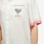 Casablanca Men's Tennis Club Short Sleeve Silk Shirt in White