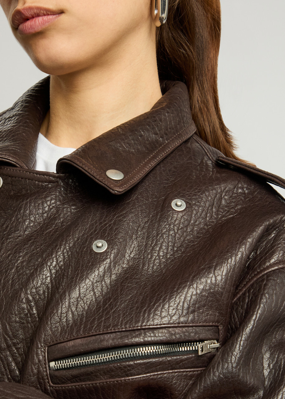 Acne Studios Grained Leather Jacket Brown Acne Studios