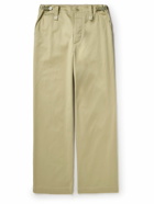 Burberry - Wide-Leg Cotton-Twill Trousers - Neutrals