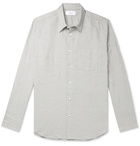 Mr P. - Paul Mélange Cotton, Linen and Wool-Blend Flannel Shirt - Gray