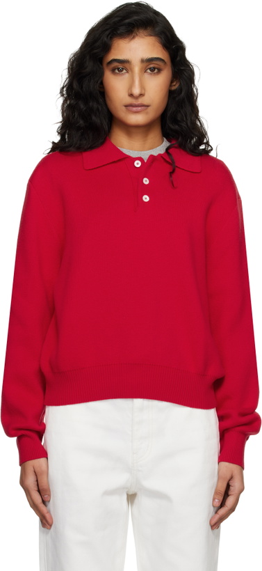 Photo: Dunst Red Cashmere Collared Sweater Polo