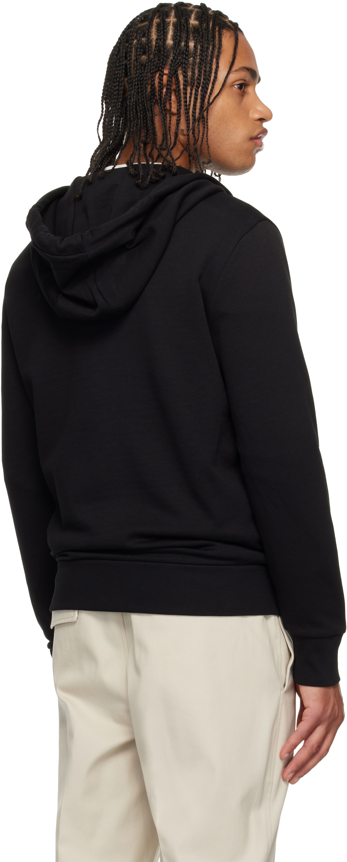 Moncler Black Cotton Blend Zip-Up Hoodie