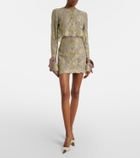 Saint Laurent Silk-trimmed lace minidress