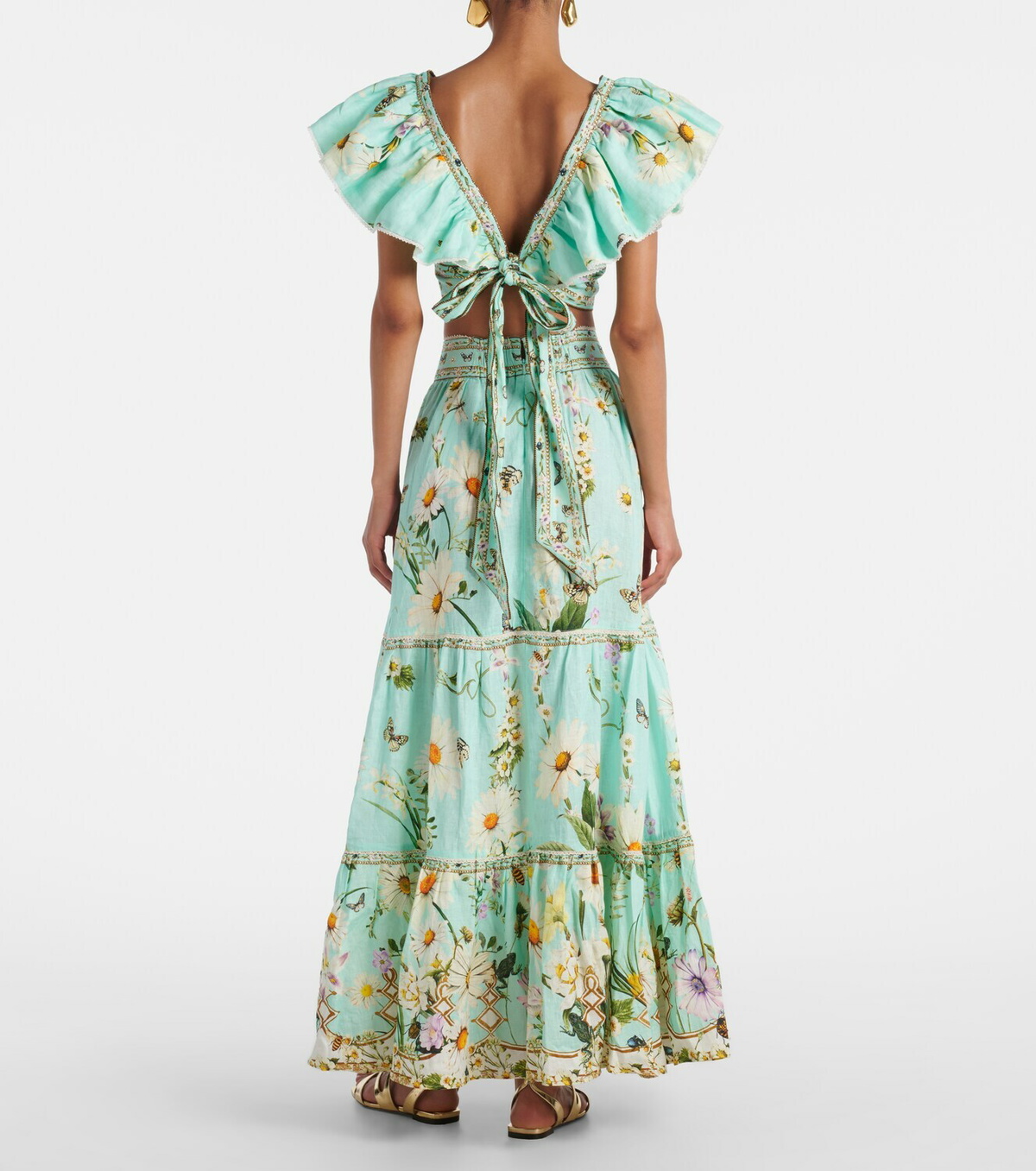 Camilla Floral linen crop top