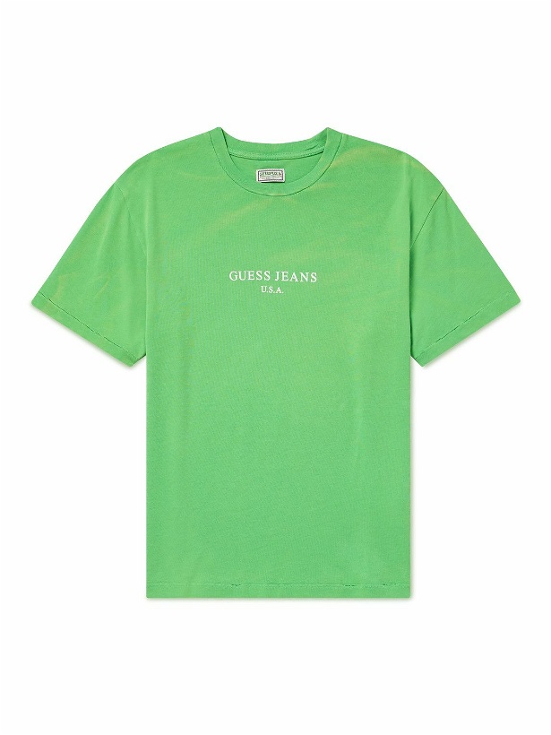 Photo: Guess USA - Logo-Print Cotton-Jersey T-Shirt - Green