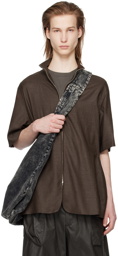 Omar Afridi Brown Elasticized Shirt