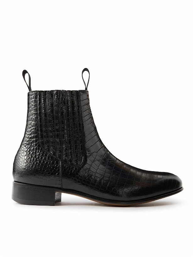Photo: TOM FORD - Kurt Croc-Effect Leather Chelsea Boots - Black