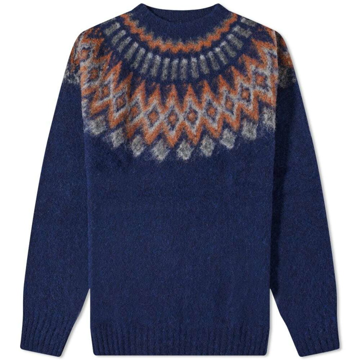 Photo: Howlin by Morrison Men's Howlin' Future Fantasy Fair Isle Crew Knit in Magic Blue