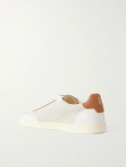 Brunello Cucinelli - Coda di Rondine Leather-Trimmed Waxed-Suede Sneakers - Natural