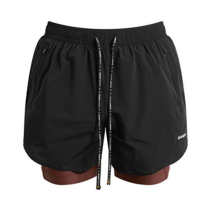 Photo: Bandit Men's Vento Training Short with Solite Liner (2 in 1) in Black/Cacao