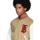 Burberry Beige and White Wool and Leather Padfield Bomber Jacket