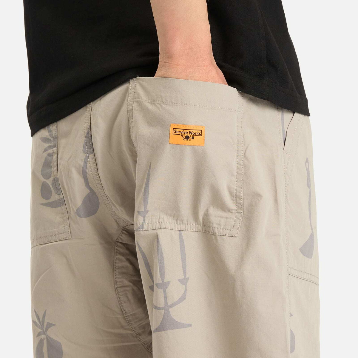 Service Works Men's Poplin Printed Chef Shorts in Stone