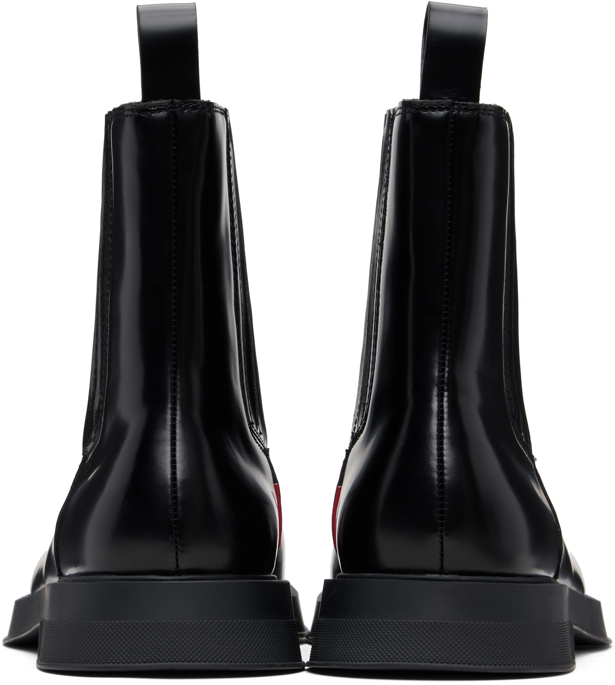 Hugo Black Embossed-Logo Faux-Leather Chelsea Boots