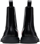 Hugo Black Embossed-Logo Faux-Leather Chelsea Boots