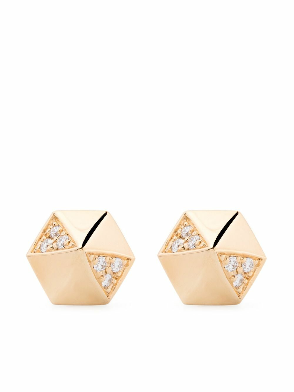 Harwell Godfrey 18K Yellow Gold Pyramid Diamond Stud Earrings
