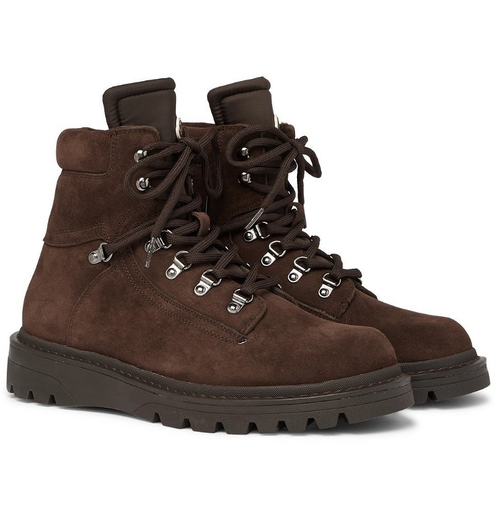Photo: Moncler - Egide Shearling-Lined Suede and Nylon Hiking Boots - Men - Brown