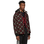 Gucci Red and Black Wool Macro GG Diamond Jacket