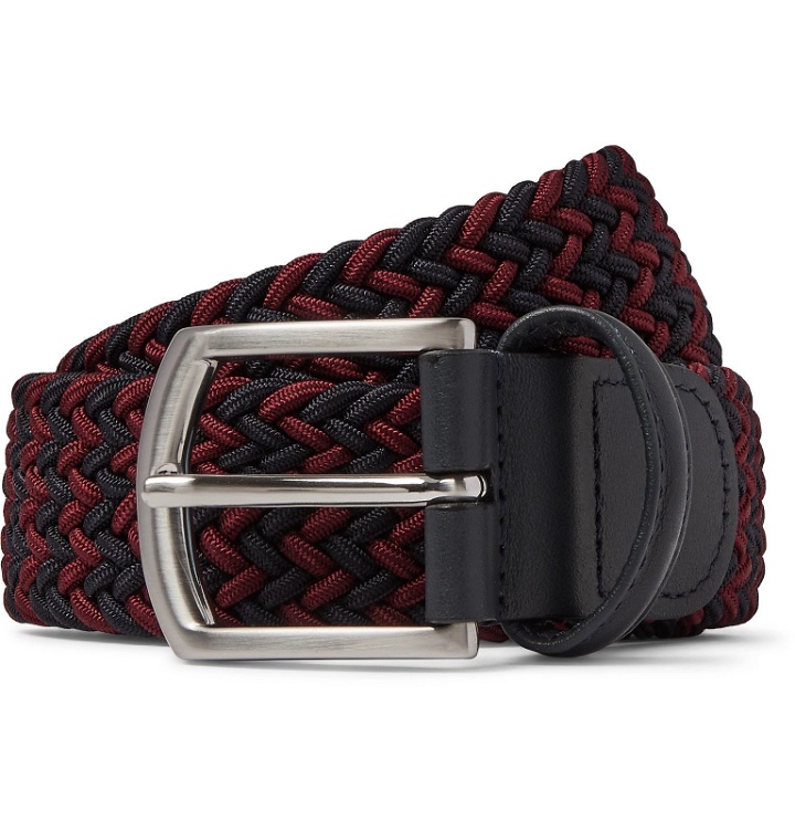 Photo: Anderson's - Set of Two 3.5cm Woven Elastic and Reversible Leather Belts - Black