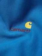 Carhartt WIP - American Script Logo-Embroidered Cotton-Blend Jersey Hoodie - Blue