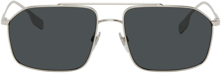 Burberry Silver Hexagonal Sunglasses Burberry display picture 1
