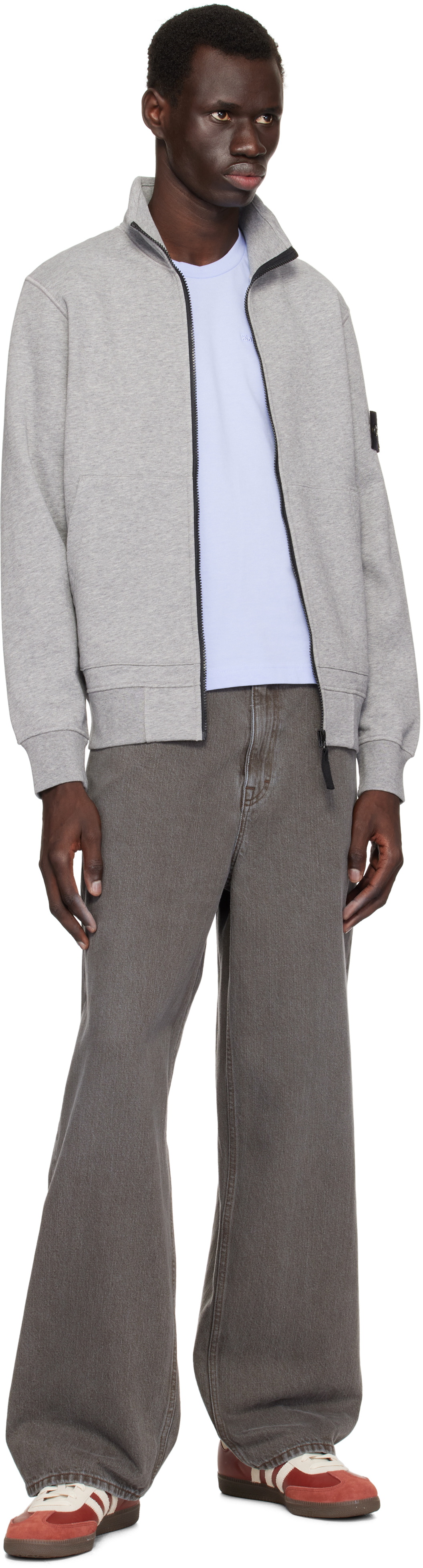Stone Island Gray Logo Patch Sweater