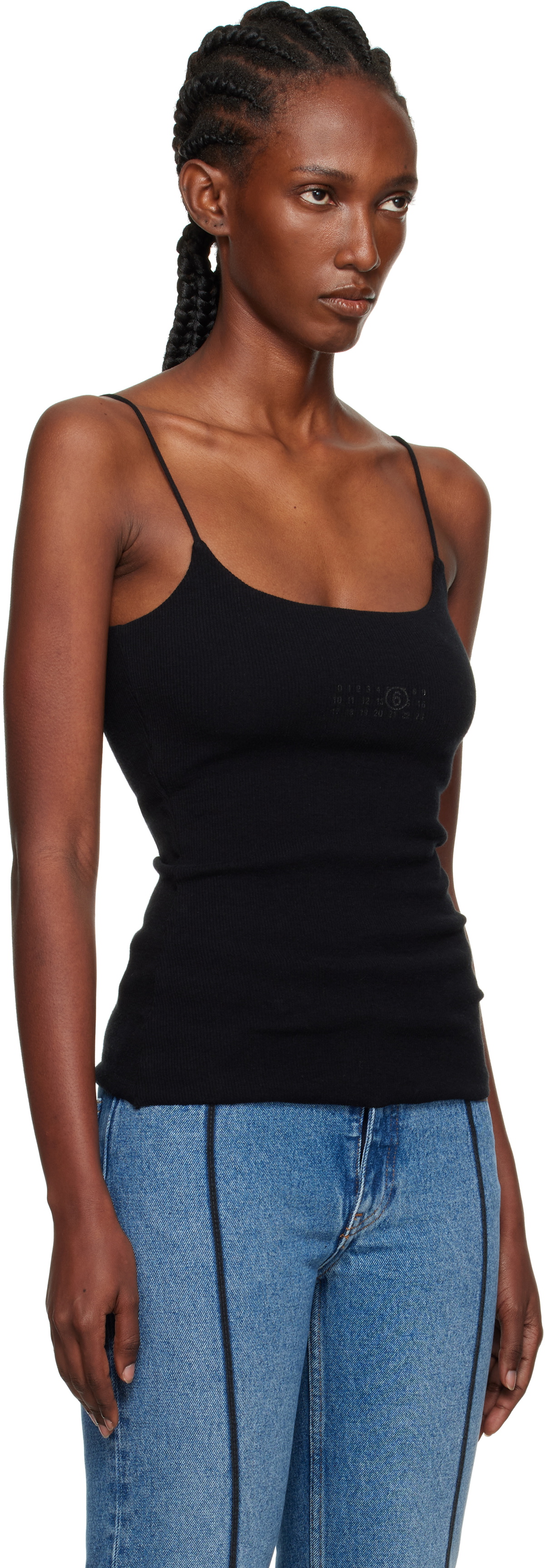 MM6 Maison Margiela Black Lycra Jersey Tank Top