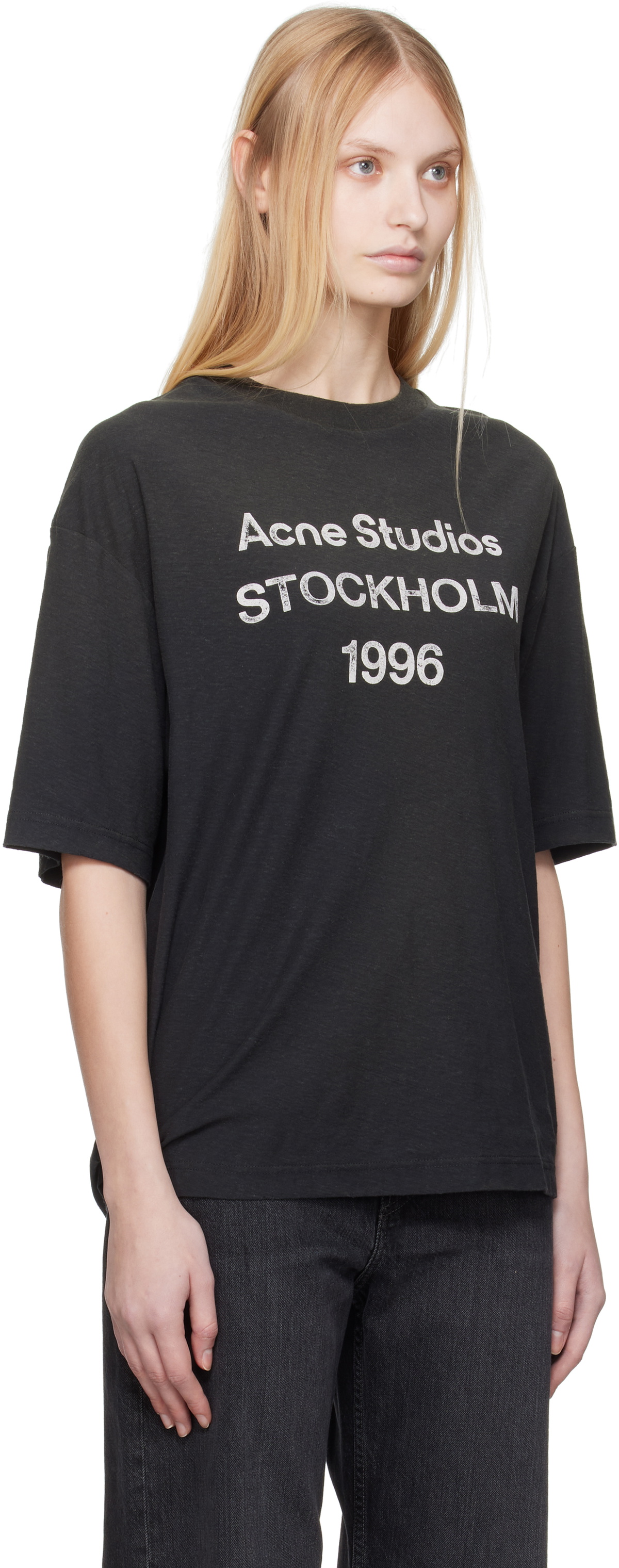 Acne Studios Black Relaxed Fit Logo T-shirt Acne Studios