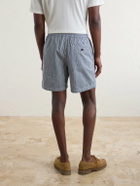 Drake's - Straight-Leg Striped Cotton Drawstring Shorts - Blue