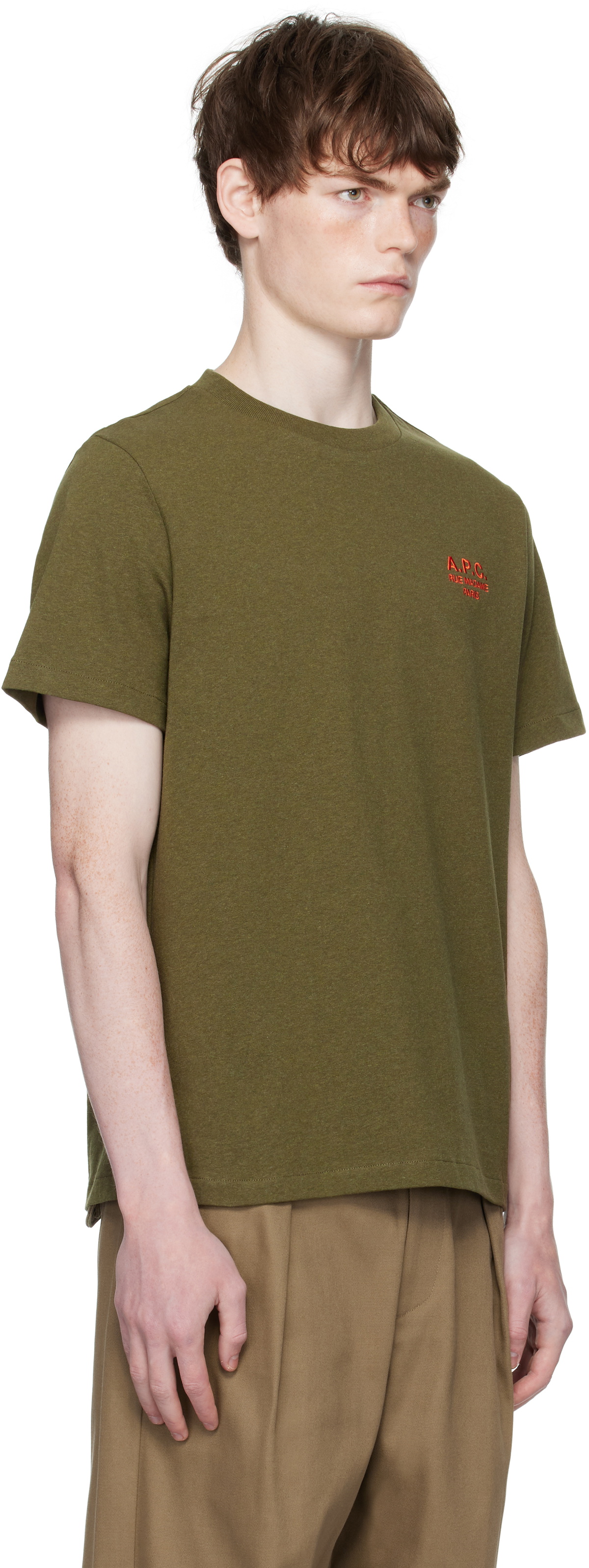 A.P.C. Khaki Standard 'Rue Madame' T-shirt A.P.C.