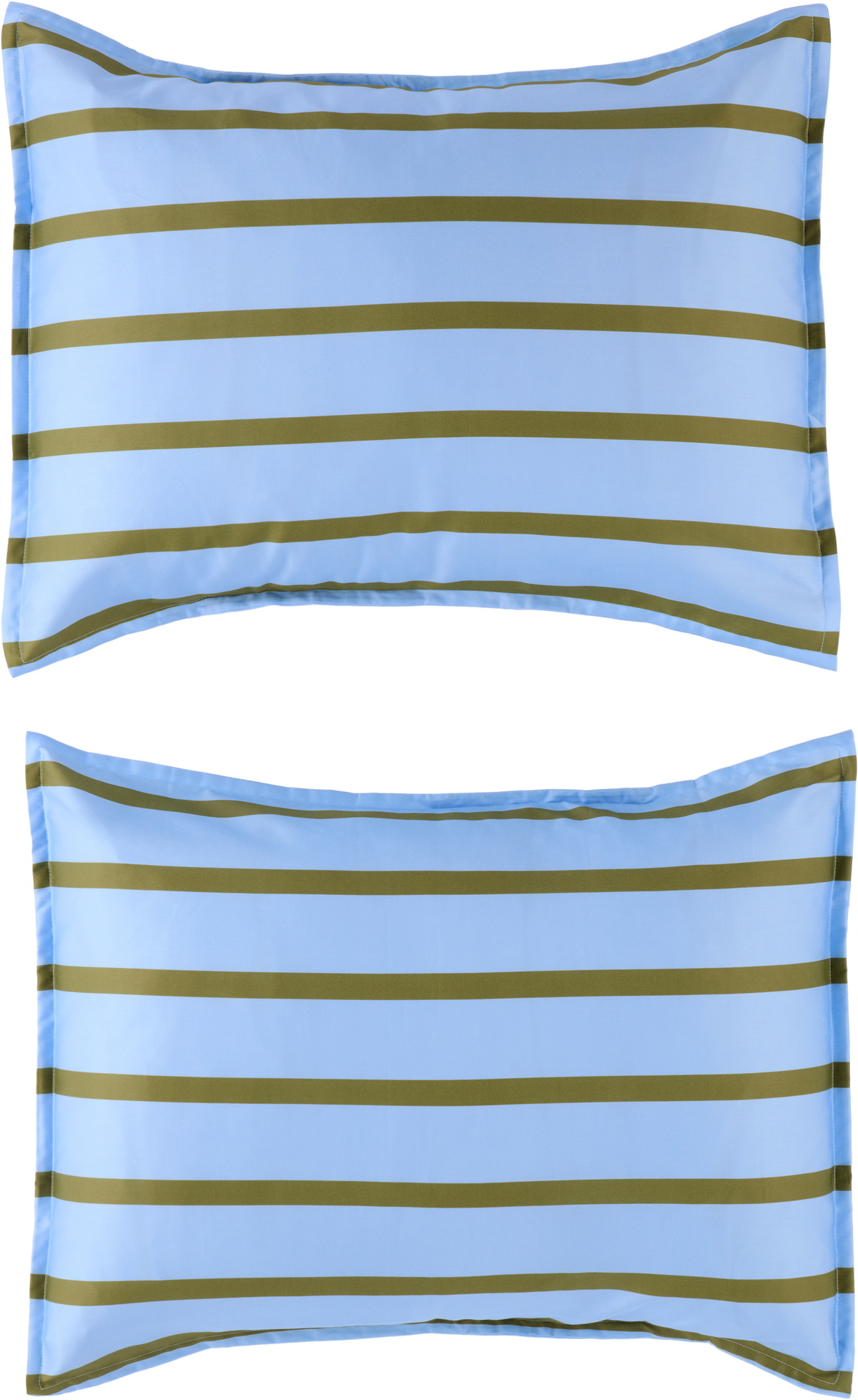 Dusen Dusen Blue & Khaki Cornflower Stripe Duvet Set, Full/Queen