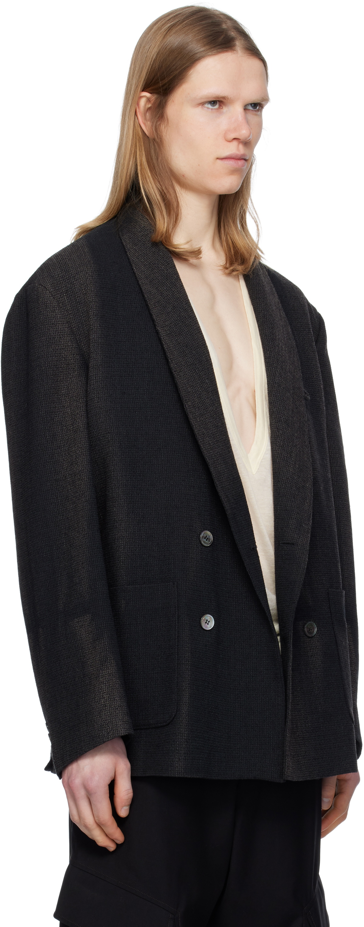 JiyongKim Black Sun-Bleached Tailored Blazer