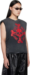 LU'U DAN Gray Wadded Sleeveless T-shirt