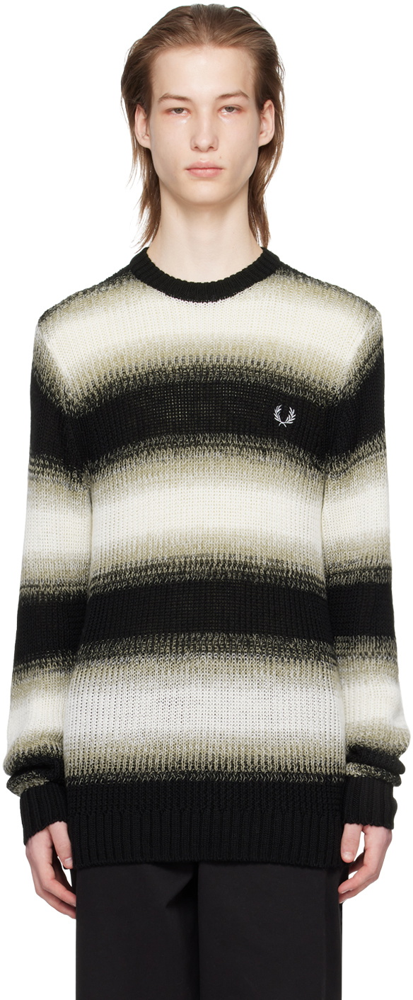 Fred Perry Black Off White Striped Sweater Fred Perry