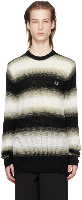 Photo: Fred Perry Black & Off-White Striped Sweater