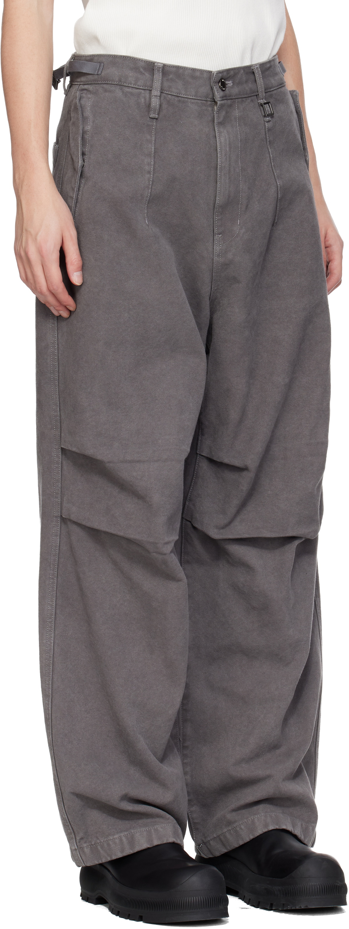 WOOYOUNGMI Gray 3D Wide Trousers