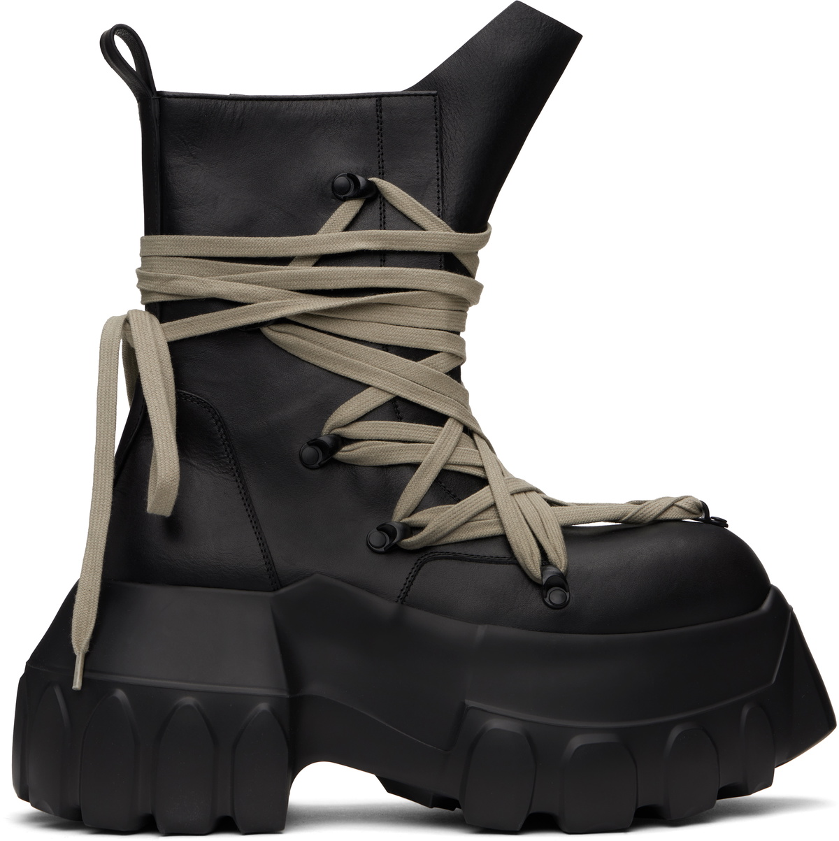 Rick Owens Black Hollywood Megalace Mega Tractor Boots Rick Owens