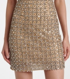 Là Fuori Gilded crystal-embellished minidress