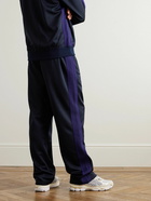 Needles - Tapered Logo-Embroidered Striped Jersey Track Pants - Blue